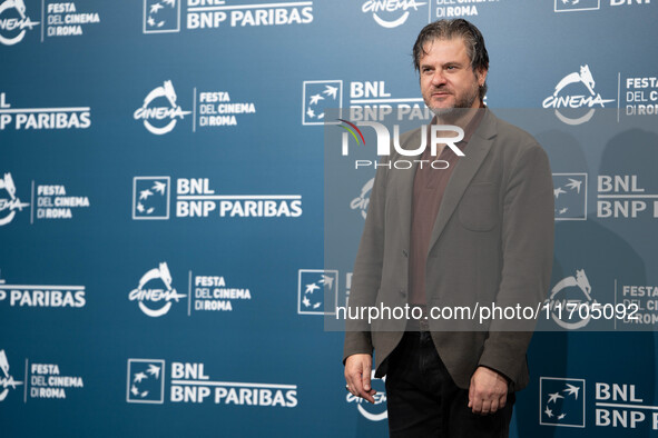 Edoardo Pesce attends the ''Supereroi'' photocall during the 19th Rome Film Festival at Auditorium Parco Della Musica in Rome, Italy, on Oct...