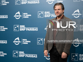 Edoardo Pesce attends the ''Supereroi'' photocall during the 19th Rome Film Festival at Auditorium Parco Della Musica in Rome, Italy, on Oct...