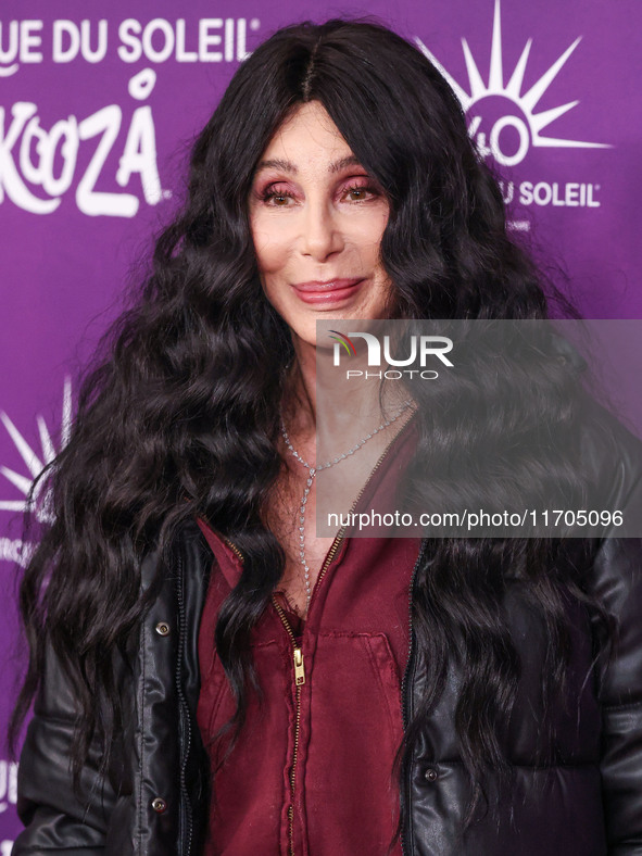 Cher arrives at Cirque du Soleil's 'KOOZA' Red Carpet Premiere held at the Santa Monica Pier on October 24, 2024 in Santa Monica, Los Angele...