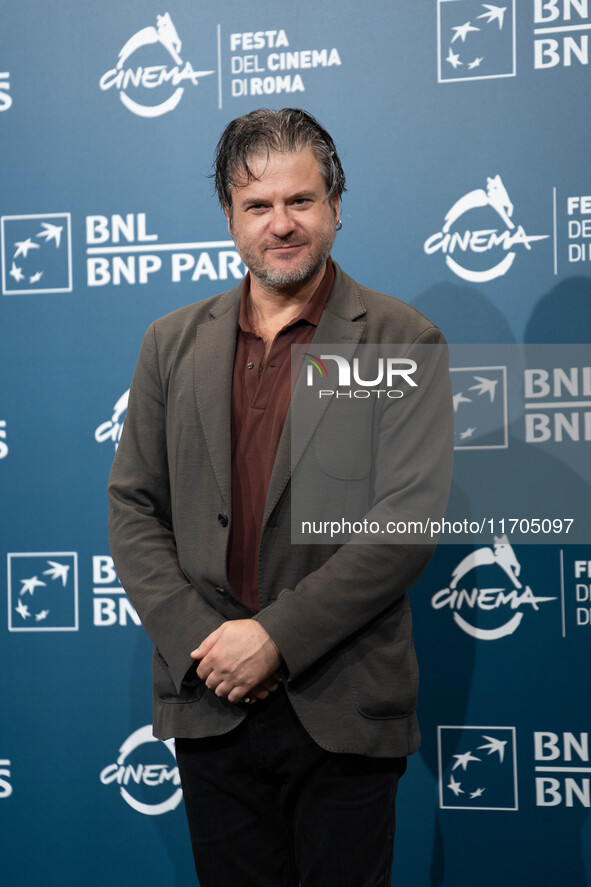 Edoardo Pesce attends the ''Supereroi'' photocall during the 19th Rome Film Festival at Auditorium Parco Della Musica in Rome, Italy, on Oct...