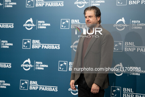 Edoardo Pesce attends the ''Supereroi'' photocall during the 19th Rome Film Festival at Auditorium Parco Della Musica in Rome, Italy, on Oct...