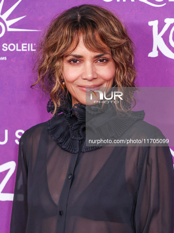 Halle Berry arrives at Cirque du Soleil's 'KOOZA' Red Carpet Premiere held at the Santa Monica Pier on October 24, 2024 in Santa Monica, Los...