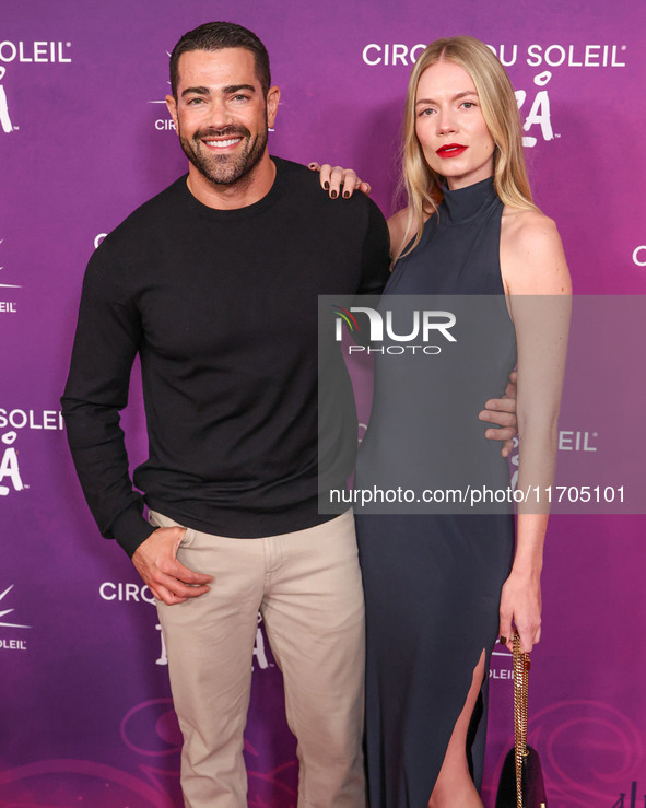 Jesse Metcalfe and Helene Immel arrive at Cirque du Soleil's 'KOOZA' Red Carpet Premiere held at the Santa Monica Pier on October 24, 2024 i...