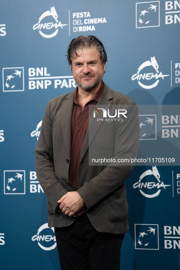 Edoardo Pesce attends the ''Supereroi'' photocall during the 19th Rome Film Festival at Auditorium Parco Della Musica in Rome, Italy, on Oct...