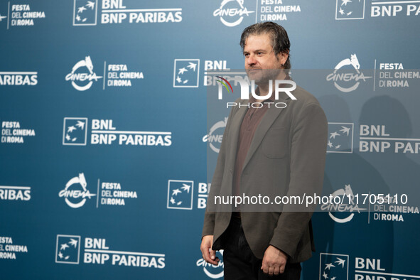 Edoardo Pesce attends the ''Supereroi'' photocall during the 19th Rome Film Festival at Auditorium Parco Della Musica in Rome, Italy, on Oct...