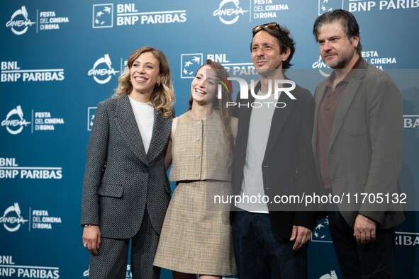 Barbara Chichiarelli, Sara Silvestro, Stefano Chiantini, and Edoardo Pesce attend the ''Supereroi'' photocall during the 19th Rome Film Fest...