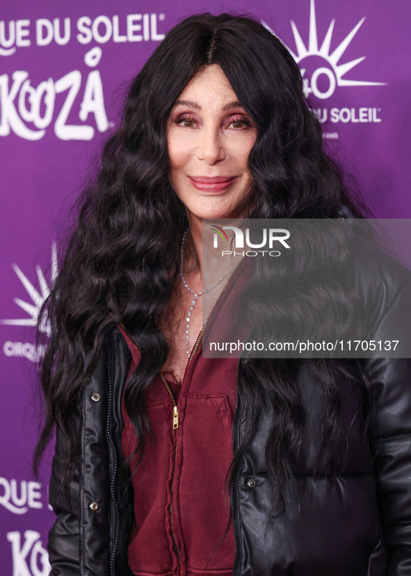 Cher arrives at Cirque du Soleil's 'KOOZA' Red Carpet Premiere held at the Santa Monica Pier on October 24, 2024 in Santa Monica, Los Angele...