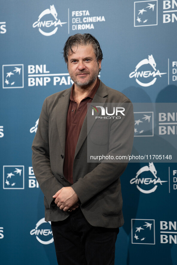 Edoardo Pesce attends the ''Supereroi'' photocall during the 19th Rome Film Festival at Auditorium Parco Della Musica in Rome, Italy, on Oct...