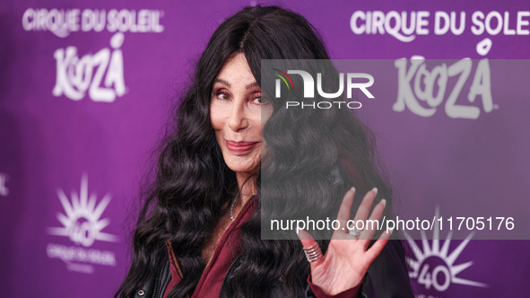 Cher arrives at Cirque du Soleil's 'KOOZA' Red Carpet Premiere held at the Santa Monica Pier on October 24, 2024 in Santa Monica, Los Angele...