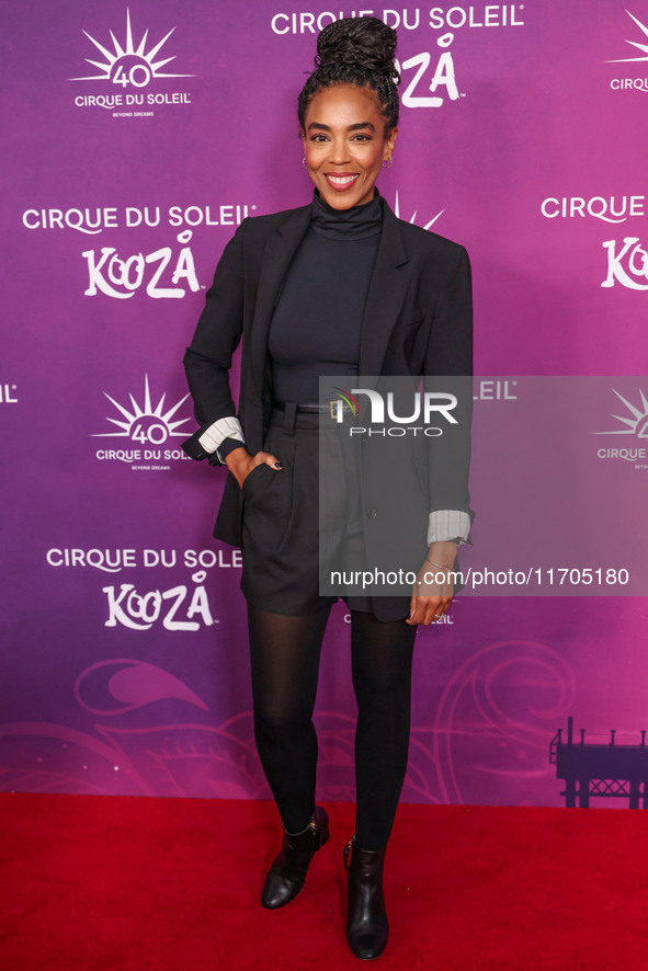 Jazmyn Simon arrives at Cirque du Soleil's 'KOOZA' Red Carpet Premiere held at the Santa Monica Pier on October 24, 2024 in Santa Monica, Lo...