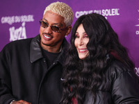 Alexander Edwards and Cher arrive at Cirque du Soleil's 'KOOZA' Red Carpet Premiere held at the Santa Monica Pier on October 24, 2024 in San...