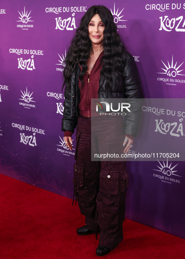 Cher arrives at Cirque du Soleil's 'KOOZA' Red Carpet Premiere held at the Santa Monica Pier on October 24, 2024 in Santa Monica, Los Angele...