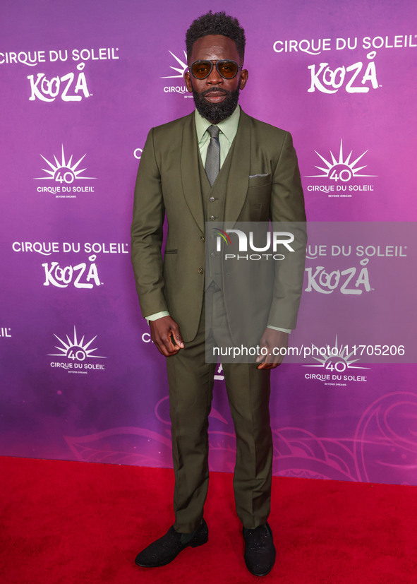 Jimmy Akingbola arrives at Cirque du Soleil's 'KOOZA' Red Carpet Premiere held at the Santa Monica Pier on October 24, 2024 in Santa Monica,...