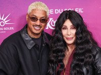 Alexander Edwards and Cher arrive at Cirque du Soleil's 'KOOZA' Red Carpet Premiere held at the Santa Monica Pier on October 24, 2024 in San...