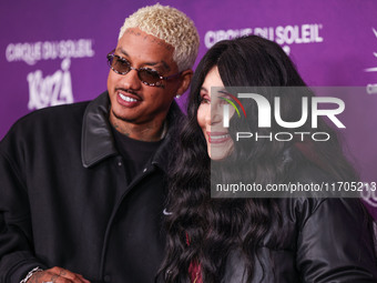 Alexander Edwards and Cher arrive at Cirque du Soleil's 'KOOZA' Red Carpet Premiere held at the Santa Monica Pier on October 24, 2024 in San...