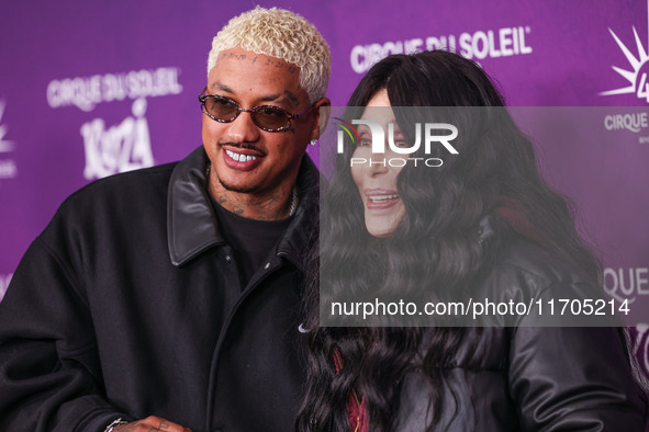 Alexander Edwards and Cher arrive at Cirque du Soleil's 'KOOZA' Red Carpet Premiere held at the Santa Monica Pier on October 24, 2024 in San...