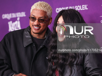 Alexander Edwards and Cher arrive at Cirque du Soleil's 'KOOZA' Red Carpet Premiere held at the Santa Monica Pier on October 24, 2024 in San...