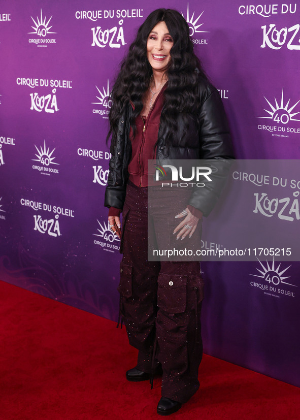 Cher arrives at Cirque du Soleil's 'KOOZA' Red Carpet Premiere held at the Santa Monica Pier on October 24, 2024 in Santa Monica, Los Angele...