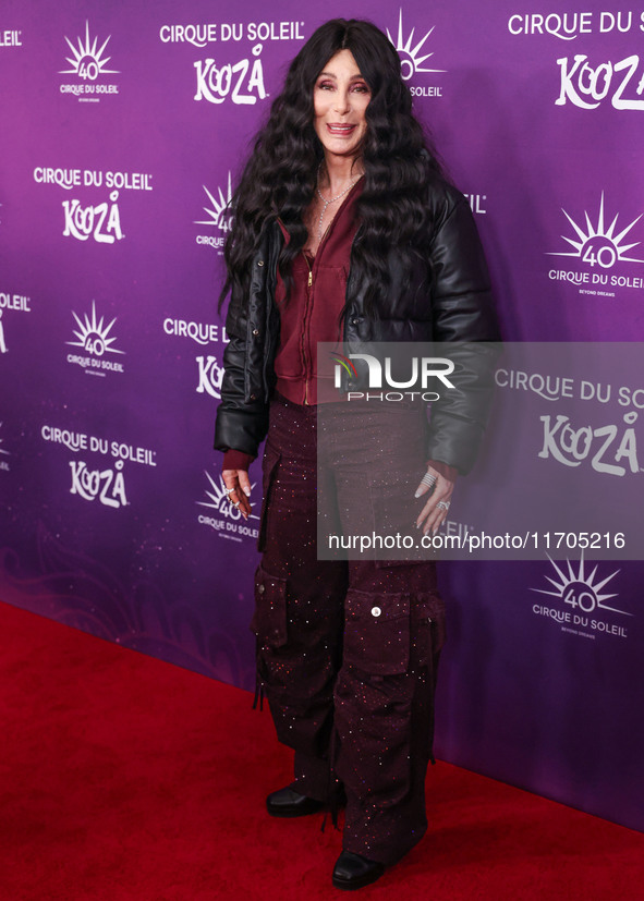 Cher arrives at Cirque du Soleil's 'KOOZA' Red Carpet Premiere held at the Santa Monica Pier on October 24, 2024 in Santa Monica, Los Angele...