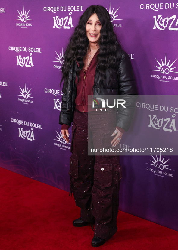 Cher arrives at Cirque du Soleil's 'KOOZA' Red Carpet Premiere held at the Santa Monica Pier on October 24, 2024 in Santa Monica, Los Angele...