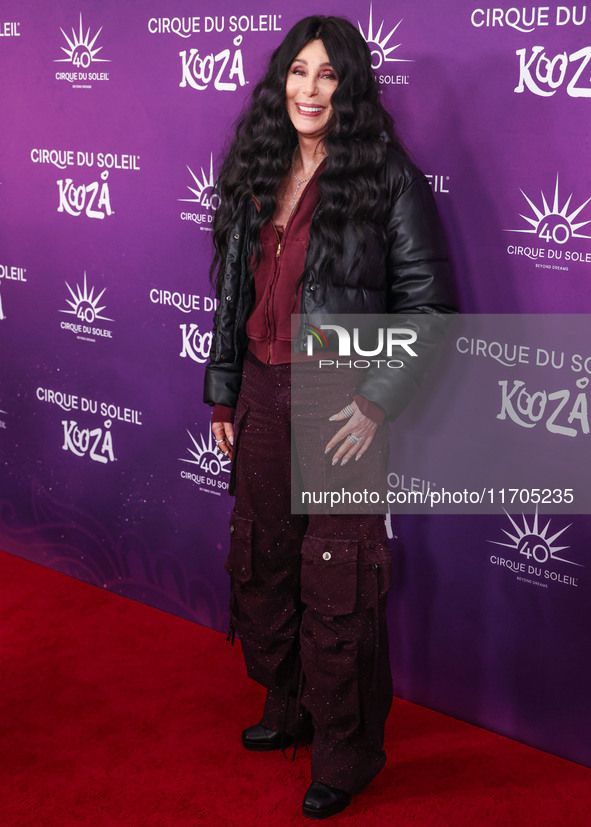 Cher arrives at Cirque du Soleil's 'KOOZA' Red Carpet Premiere held at the Santa Monica Pier on October 24, 2024 in Santa Monica, Los Angele...