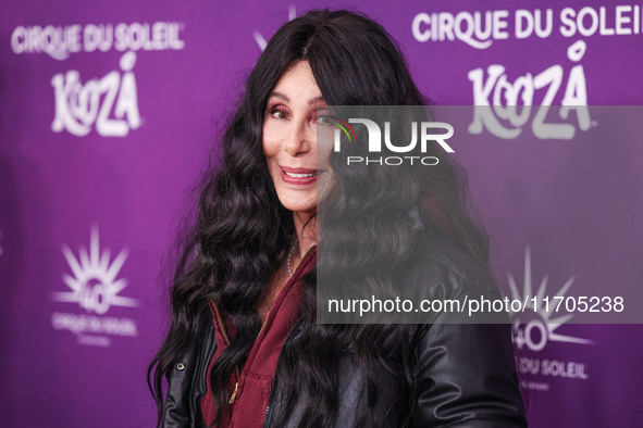 Cher arrives at Cirque du Soleil's 'KOOZA' Red Carpet Premiere held at the Santa Monica Pier on October 24, 2024 in Santa Monica, Los Angele...