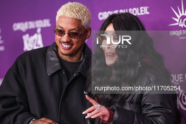 Alexander Edwards and Cher arrive at Cirque du Soleil's 'KOOZA' Red Carpet Premiere held at the Santa Monica Pier on October 24, 2024 in San...