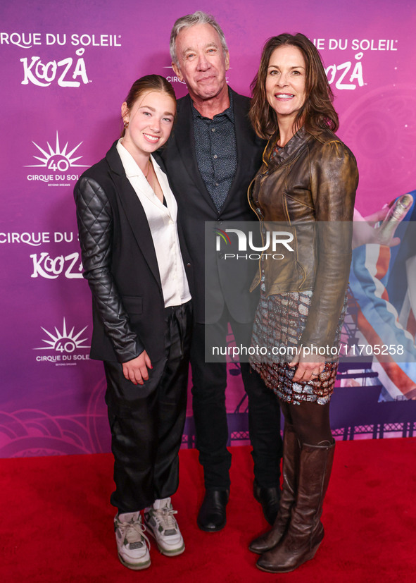 Elizabeth Allen-Dick, father Tim Allen and mother Jane Hajduk arrive at Cirque du Soleil's 'KOOZA' Red Carpet Premiere held at the Santa Mon...