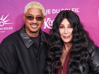 Alexander Edwards and Cher arrive at Cirque du Soleil's 'KOOZA' Red Carpet Premiere held at the Santa Monica Pier on October 24, 2024 in San...