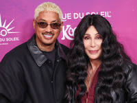 Alexander Edwards and Cher arrive at Cirque du Soleil's 'KOOZA' Red Carpet Premiere held at the Santa Monica Pier on October 24, 2024 in San...