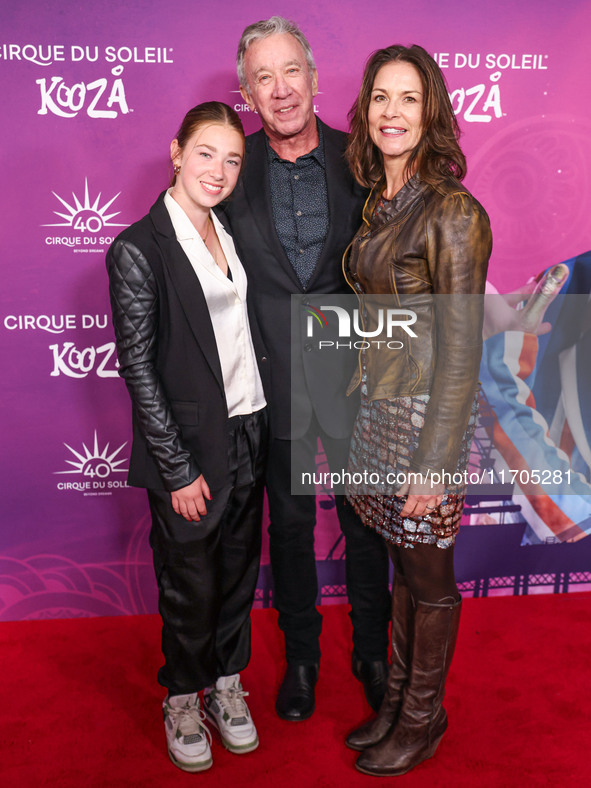 Elizabeth Allen-Dick, father Tim Allen and mother Jane Hajduk arrive at Cirque du Soleil's 'KOOZA' Red Carpet Premiere held at the Santa Mon...