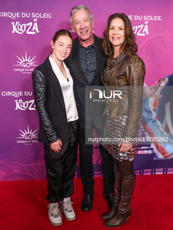 Elizabeth Allen-Dick, father Tim Allen and mother Jane Hajduk arrive at Cirque du Soleil's 'KOOZA' Red Carpet Premiere held at the Santa Mon...