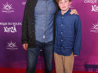 Tate Donovan and son James Donovan arrive at Cirque du Soleil's 'KOOZA' Red Carpet Premiere held at the Santa Monica Pier on October 24, 202...