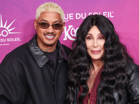 Alexander Edwards and Cher arrive at Cirque du Soleil's 'KOOZA' Red Carpet Premiere held at the Santa Monica Pier on October 24, 2024 in San...