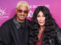 Alexander Edwards and Cher arrive at Cirque du Soleil's 'KOOZA' Red Carpet Premiere held at the Santa Monica Pier on October 24, 2024 in San...