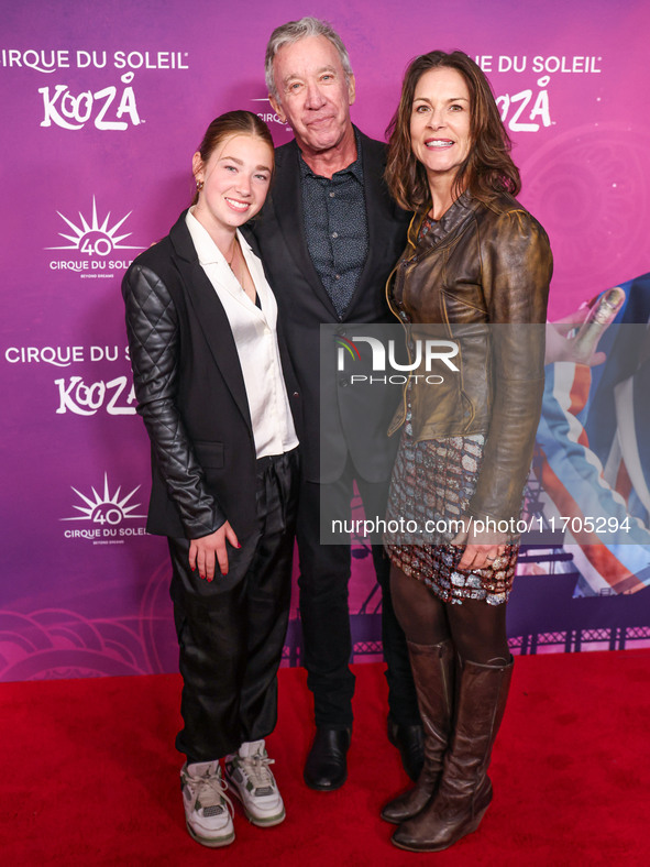 Elizabeth Allen-Dick, father Tim Allen and mother Jane Hajduk arrive at Cirque du Soleil's 'KOOZA' Red Carpet Premiere held at the Santa Mon...