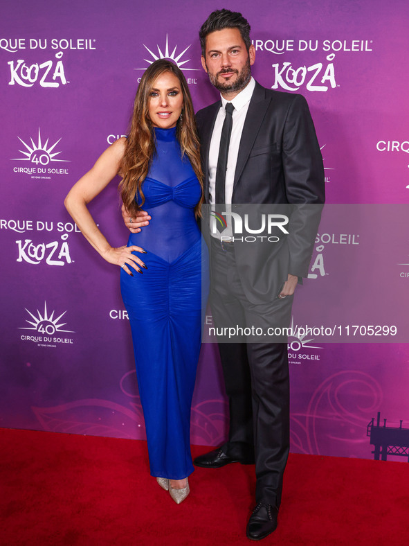 Vanessa Villela and Nick Hardy arrive at Cirque du Soleil's 'KOOZA' Red Carpet Premiere held at the Santa Monica Pier on October 24, 2024 in...