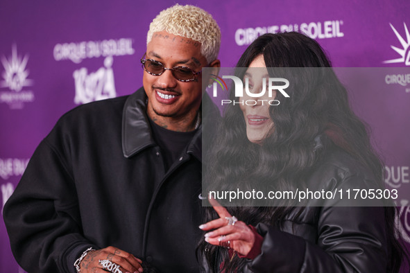 Alexander Edwards and Cher arrive at Cirque du Soleil's 'KOOZA' Red Carpet Premiere held at the Santa Monica Pier on October 24, 2024 in San...