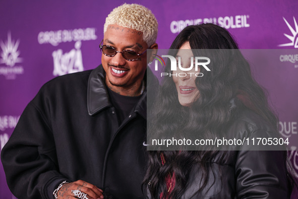 Alexander Edwards and Cher arrive at Cirque du Soleil's 'KOOZA' Red Carpet Premiere held at the Santa Monica Pier on October 24, 2024 in San...