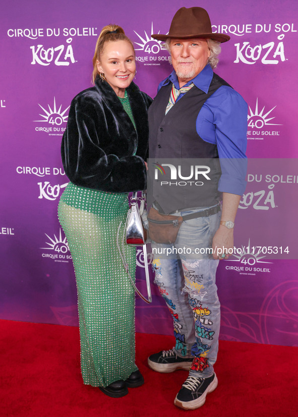 Avalon Lennon and Marky Lennon arrive at Cirque du Soleil's 'KOOZA' Red Carpet Premiere held at the Santa Monica Pier on October 24, 2024 in...