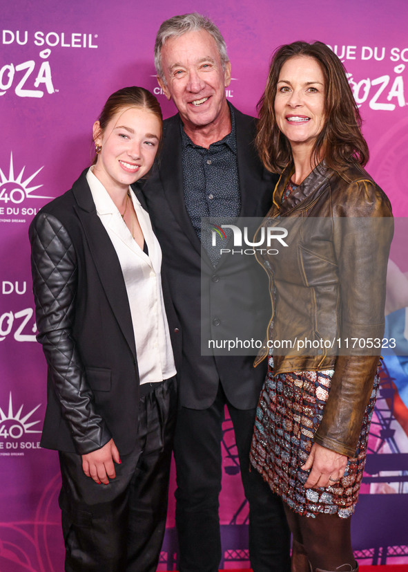 Elizabeth Allen-Dick, father Tim Allen and mother Jane Hajduk arrive at Cirque du Soleil's 'KOOZA' Red Carpet Premiere held at the Santa Mon...