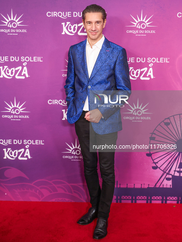 Stephane Lefebvre arrives at Cirque du Soleil's 'KOOZA' Red Carpet Premiere held at the Santa Monica Pier on October 24, 2024 in Santa Monic...