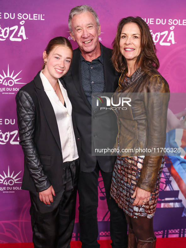 Elizabeth Allen-Dick, father Tim Allen and mother Jane Hajduk arrive at Cirque du Soleil's 'KOOZA' Red Carpet Premiere held at the Santa Mon...