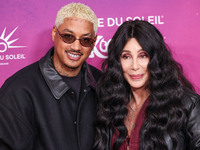 Alexander Edwards and Cher arrive at Cirque du Soleil's 'KOOZA' Red Carpet Premiere held at the Santa Monica Pier on October 24, 2024 in San...