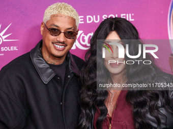 Alexander Edwards and Cher arrive at Cirque du Soleil's 'KOOZA' Red Carpet Premiere held at the Santa Monica Pier on October 24, 2024 in San...