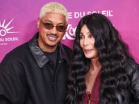 Alexander Edwards and Cher arrive at Cirque du Soleil's 'KOOZA' Red Carpet Premiere held at the Santa Monica Pier on October 24, 2024 in San...