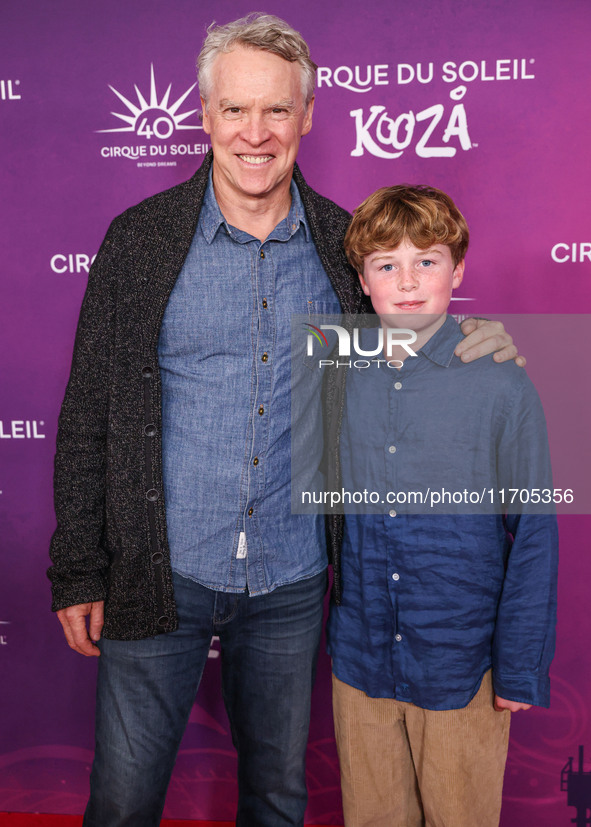 Tate Donovan and son James Donovan arrive at Cirque du Soleil's 'KOOZA' Red Carpet Premiere held at the Santa Monica Pier on October 24, 202...