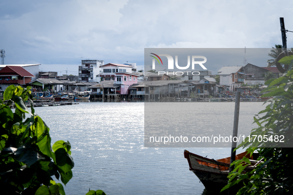 A general view of the fisherman's village area of Narathiwat shows daily life in Tak Bai, Narathiwat, Thailand, on October 25, 2024. Tak Bai...