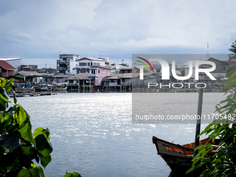 A general view of the fisherman's village area of Narathiwat shows daily life in Tak Bai, Narathiwat, Thailand, on October 25, 2024. Tak Bai...