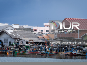 A general view of the fisherman's village area of Narathiwat shows daily life in Tak Bai, Narathiwat, Thailand, on October 25, 2024. Tak Bai...